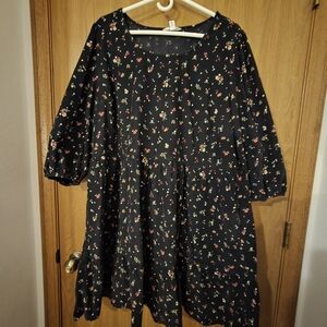 Time and Tru Black Mini Dress with Floral Print